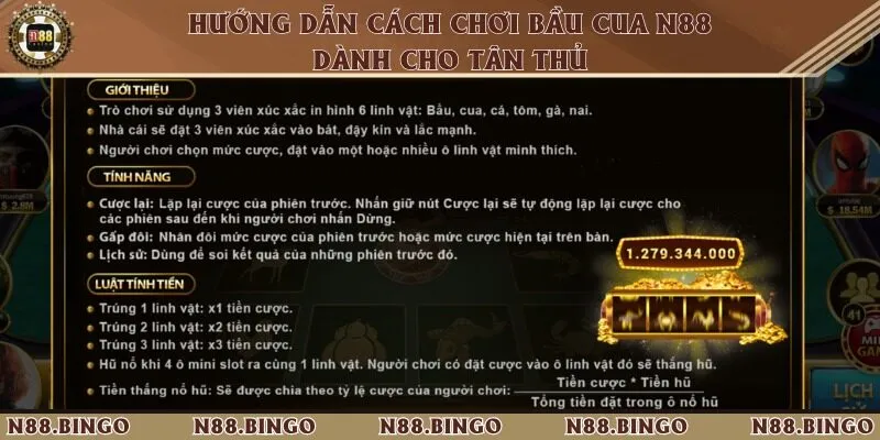 Hướng Dẫn Chơi Bầu Cua Tại N88 Từ A-z Dễ Hiểu 2 3 bước đơn giản đặt cược bầu cua tại N88