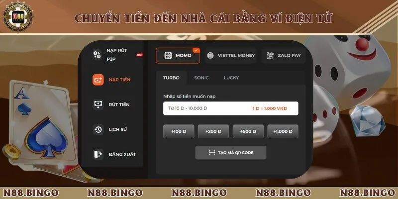 Sử dụng ví MoMo để thanh toán giao dịch nạp 